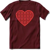 Valentijn Hart T-Shirt | Grappig Valentijnsdag Cadeautje voor Hem en Haar | Dames - Heren - Unisex | Kleding Cadeau | - Burgundy - XXL