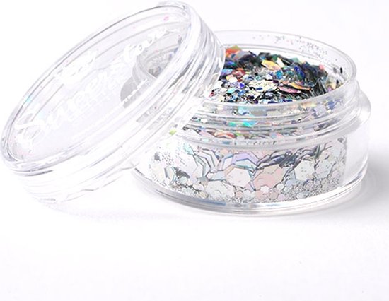 Superstar Laser Silver Chunky Mix ansiktsglitter 8ml