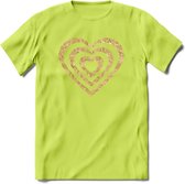 Valentijn Goud Hart T-Shirt | Grappig Valentijnsdag Cadeautje voor Hem en Haar | Dames - Heren - Unisex | Kleding Cadeau | - Groen - M