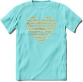 Valentijn Goud Hart T-Shirt | Grappig Valentijnsdag Cadeautje voor Hem en Haar | Dames - Heren - Unisex | Kleding Cadeau | - Licht Blauw - S