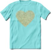 Valentijn Goud Hart T-Shirt | Grappig Valentijnsdag Cadeautje voor Hem en Haar | Dames - Heren - Unisex | Kleding Cadeau | - Licht Blauw - XL