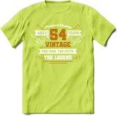 54 Jaar Legend T-Shirt | Goud - Wit | Grappig Verjaardag en Feest Cadeau Shirt | Dames - Heren - Unisex | Tshirt Kleding Kado | - Groen - M