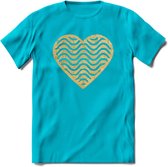 Valentijn Goud Hart T-Shirt | Grappig Valentijnsdag Cadeautje voor Hem en Haar | Dames - Heren - Unisex | Kleding Cadeau | - Blauw - XXL