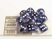 Chessex Nevel Zwart/wit D6 16mm Dobbelsteen Set (12 stuks)