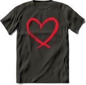 Valentijn Hart T-Shirt | Grappig Valentijnsdag Cadeautje voor Hem en Haar | Dames - Heren - Unisex | Kleding Cadeau | - Donker Grijs - 3XL