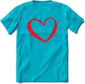 Valentijn Hart T-Shirt | Grappig Valentijnsdag Cadeautje voor Hem en Haar | Dames - Heren - Unisex | Kleding Cadeau | - Blauw - 3XL