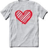 Valentijn Hart T-Shirt | Grappig Valentijnsdag Cadeautje voor Hem en Haar | Dames - Heren - Unisex | Kleding Cadeau | - Licht Grijs - Gemaleerd - M