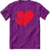 Valentijn Hart T-Shirt | Grappig Valentijnsdag Cadeautje voor Hem en Haar | Dames - Heren - Unisex | Kleding Cadeau | - Paars - XXL