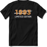 1993 Limited Edition T-Shirt | Goud - Zilver | Grappig Verjaardag en Feest Cadeau Shirt | Dames - Heren - Unisex | Tshirt Kleding Kado | - Zwart - S