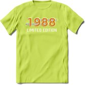 1988 Limited Edition T-Shirt | Goud - Zilver | Grappig Verjaardag en Feest Cadeau Shirt | Dames - Heren - Unisex | Tshirt Kleding Kado | - Groen - XL