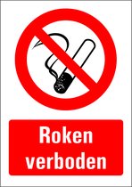 Verboden te roken bord met tekst 210 x 297 mm