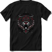 Tijger - Dieren Mandala T-Shirt | Rood | Grappig Verjaardag Zentangle Dierenkop Cadeau Shirt | Dames - Heren - Unisex | Wildlife Tshirt Kleding Kado | - Zwart - XXL