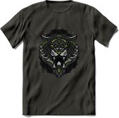 Tijger - Dieren Mandala T-Shirt | Groen | Grappig Verjaardag Zentangle Dierenkop Cadeau Shirt | Dames - Heren - Unisex | Wildlife Tshirt Kleding Kado | - Donker Grijs - S