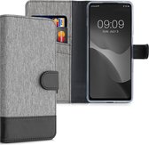 kwmobile telefoonhoesje voor Motorola Moto G200 5G - Hoesje met pasjeshouder in grijs / zwart - Case met portemonnee