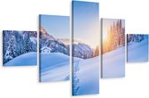Schilderij - Sneeuw in de Alpen, 5luik, premium print