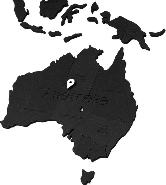 MiMi Innovations Carte du Wereldkaart en Bois de Luxe - Décoration Décoration murale - Véritable Puzzle avec Noms de Pays - 150x90 cm/59.1x35.4 pouces - Zwart