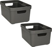 8x stuks opbergboxen/opbergdozen/opbergmanden antraciet grijs kunststof - 5 liter - opbergen manden/dozen/bakken - opbergers