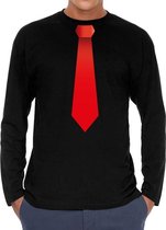 Stropdas rood long sleeve t-shirt zwart voor heren S