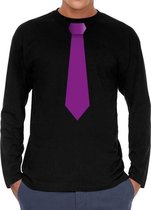 Stropdas paars long sleeve t-shirt zwart voor heren XL