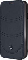 iPhone Xs Max Bookcase hoesje - Maserati - Effen Donkerblauw - Leer