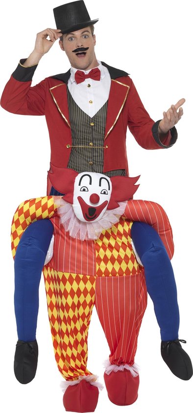 Man op rug van clown kostuum - Volwassenen kostuums