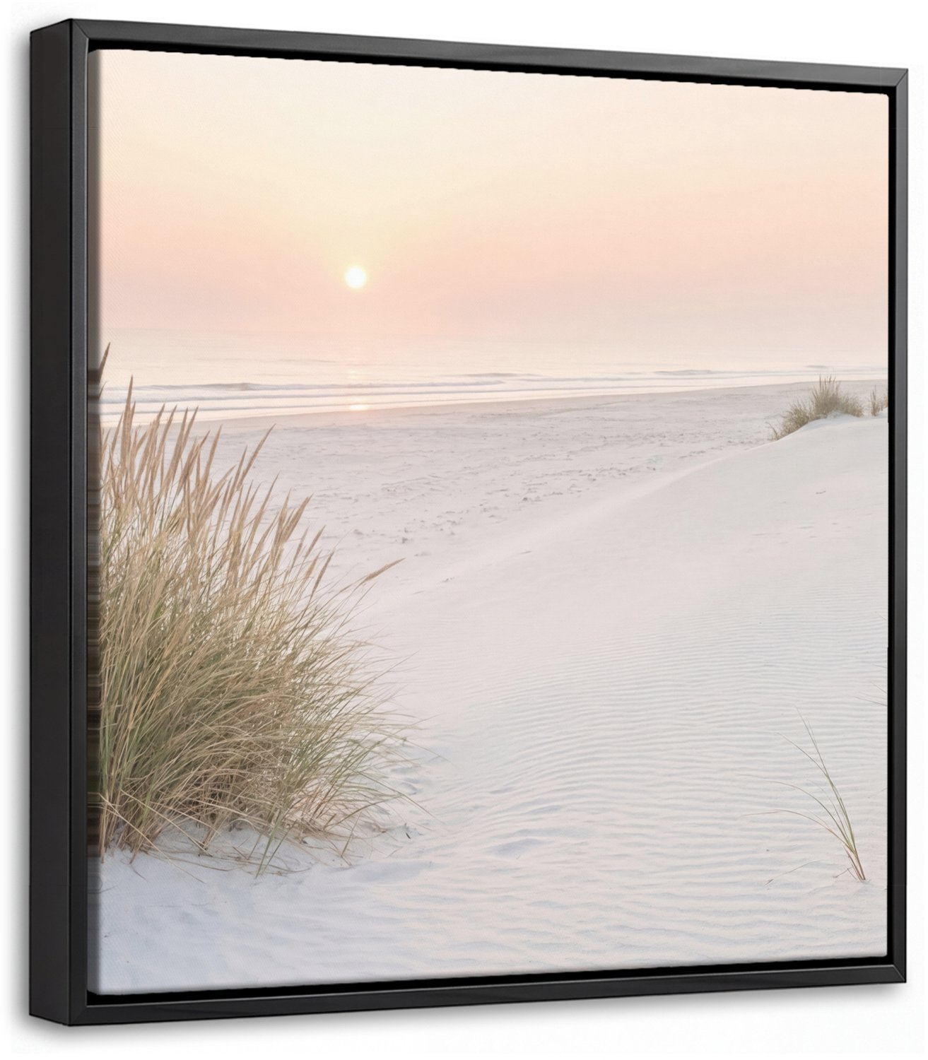 Canvas Schilderij met Baklijst 20x20cm - Horizon - Duinlandschap - Zand - Muurdecoratie woonkamer - Slaapkamer decoratie - Kamer accessoires - Schilderijen op canvas met lijst