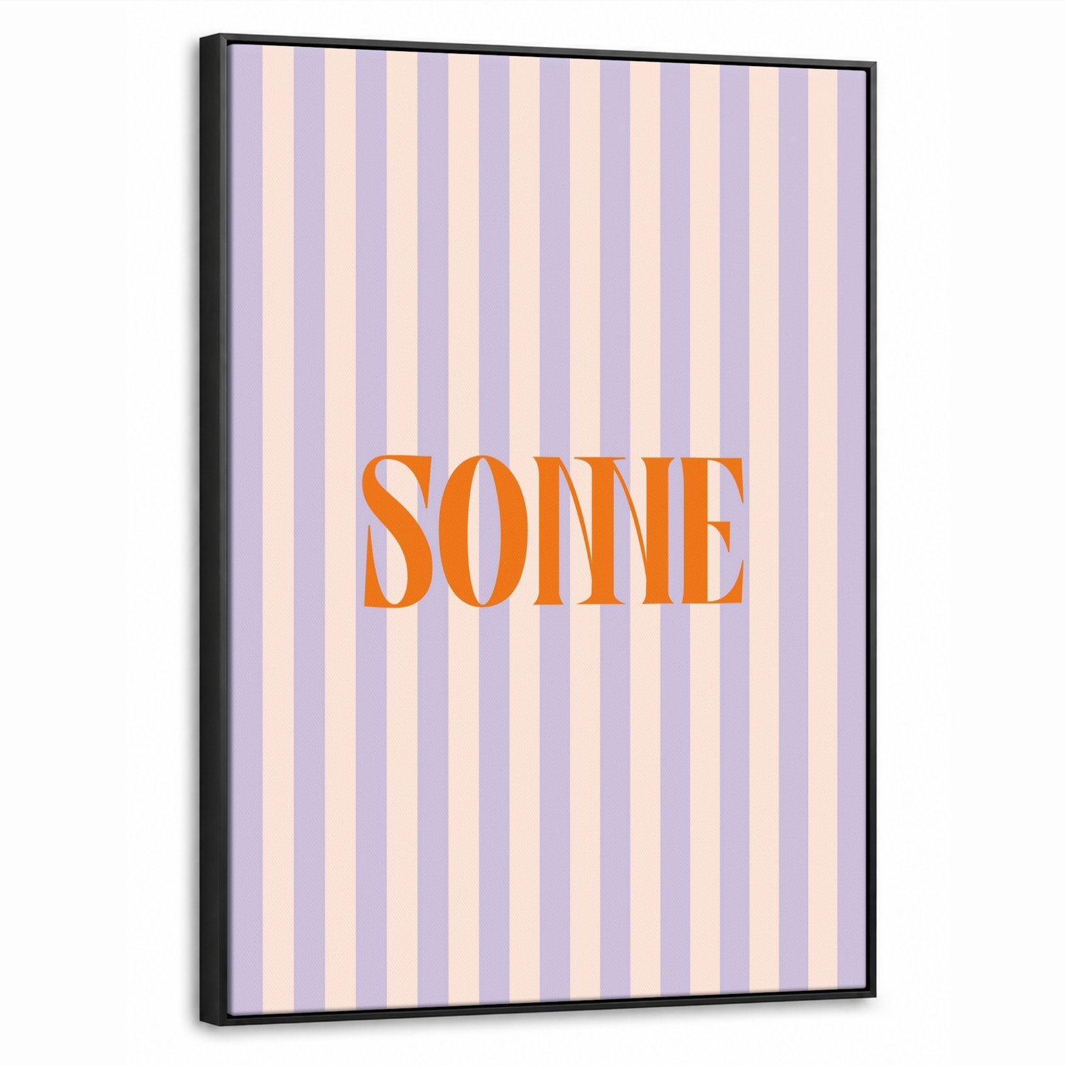 Canvas Schilderij met Baklijst 60x80cm - Lila - Oranje - Strepen - Sonne - Muurdecoratie woonkamer - Slaapkamer decoratie - Kamer accessoires - Schilderijen op canvas met lijst