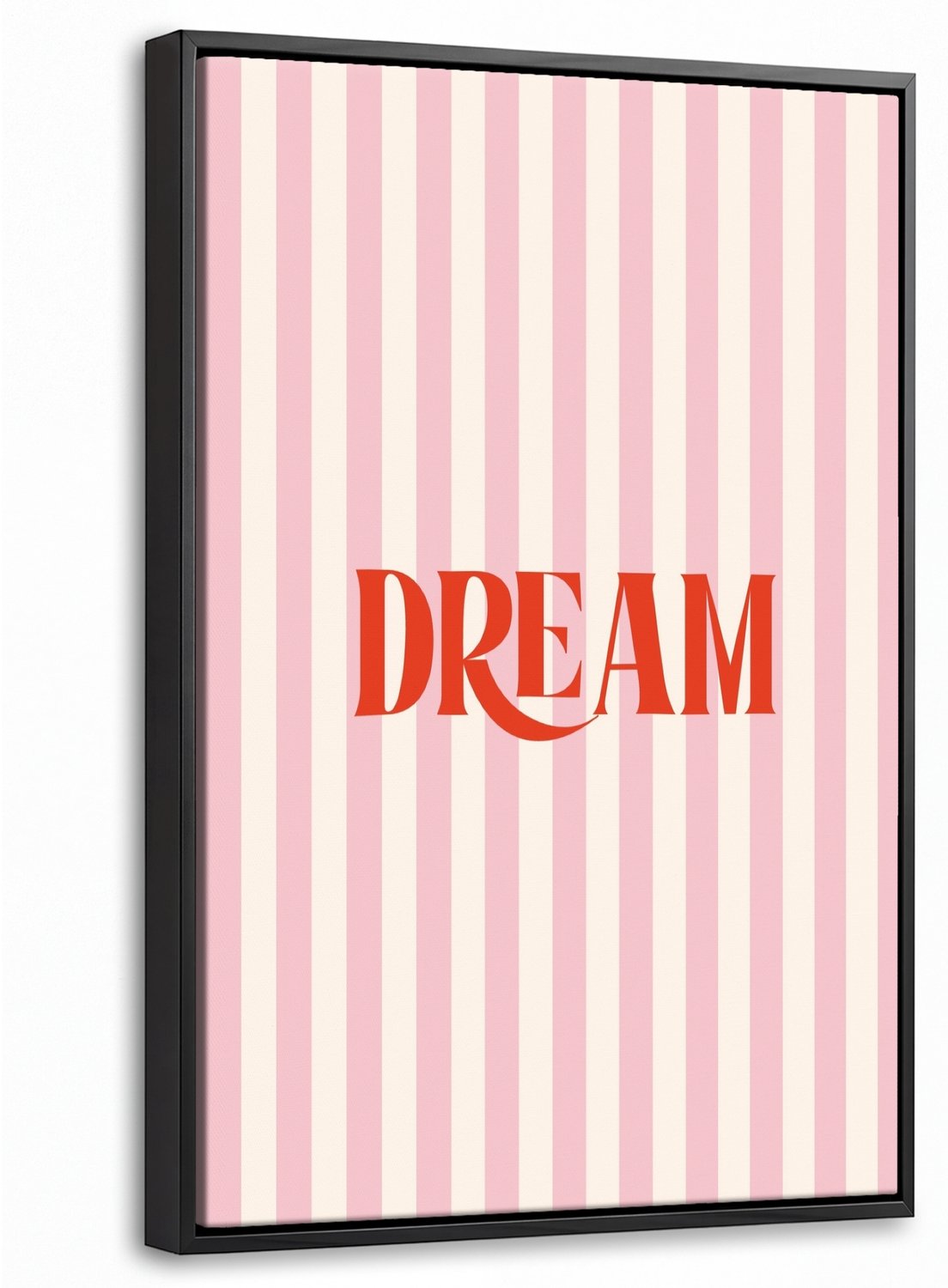 Canvas Schilderij met Baklijst 20x30cm - Zachtroze - Rood - Strepen - Dream - Muurdecoratie woonkamer - Slaapkamer decoratie - Kamer accessoires - Schilderijen op canvas met lijst