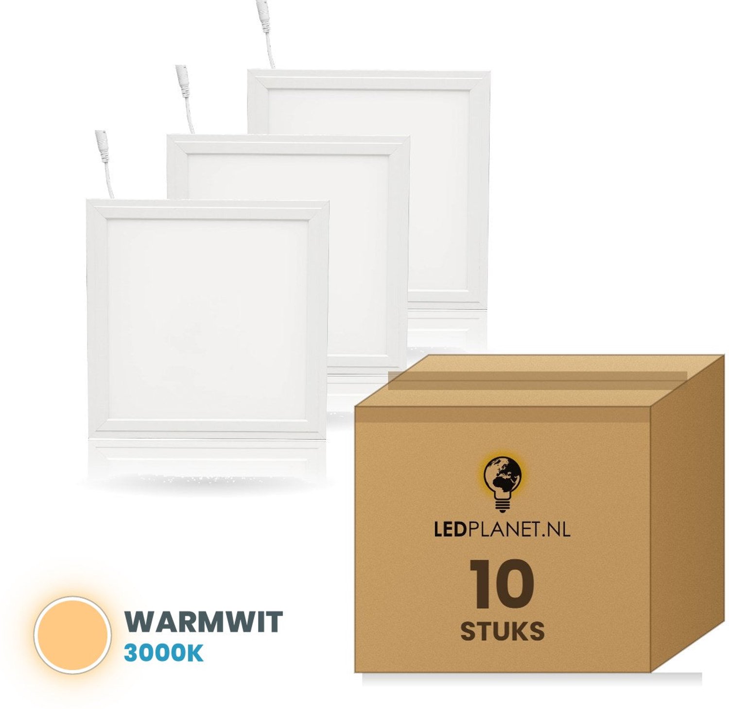 Tsong LED Paneel 300x300mm 18W - 1530 Lumen - warmwit 3000K - zilver frame - 10 stuks