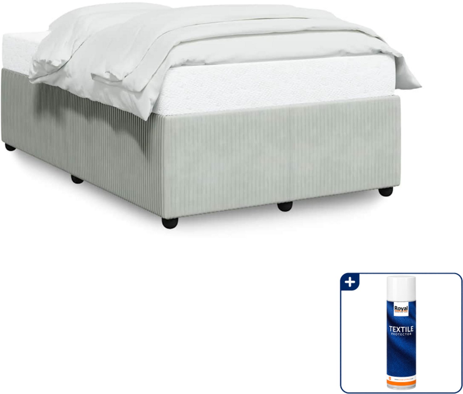 vidaXL bedframe - 120 x 200 cm - fluweel - lichtgrijs - Inclusief textielbeschermer 500 ml