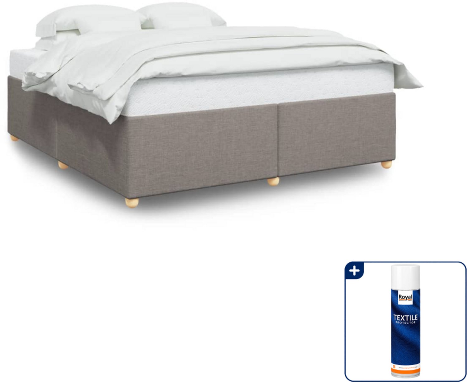 vidaXL bedframe - Kingsize - 180 x 200 cm - stof - taupe - Inclusief textielbeschermer 500 ml Grijs