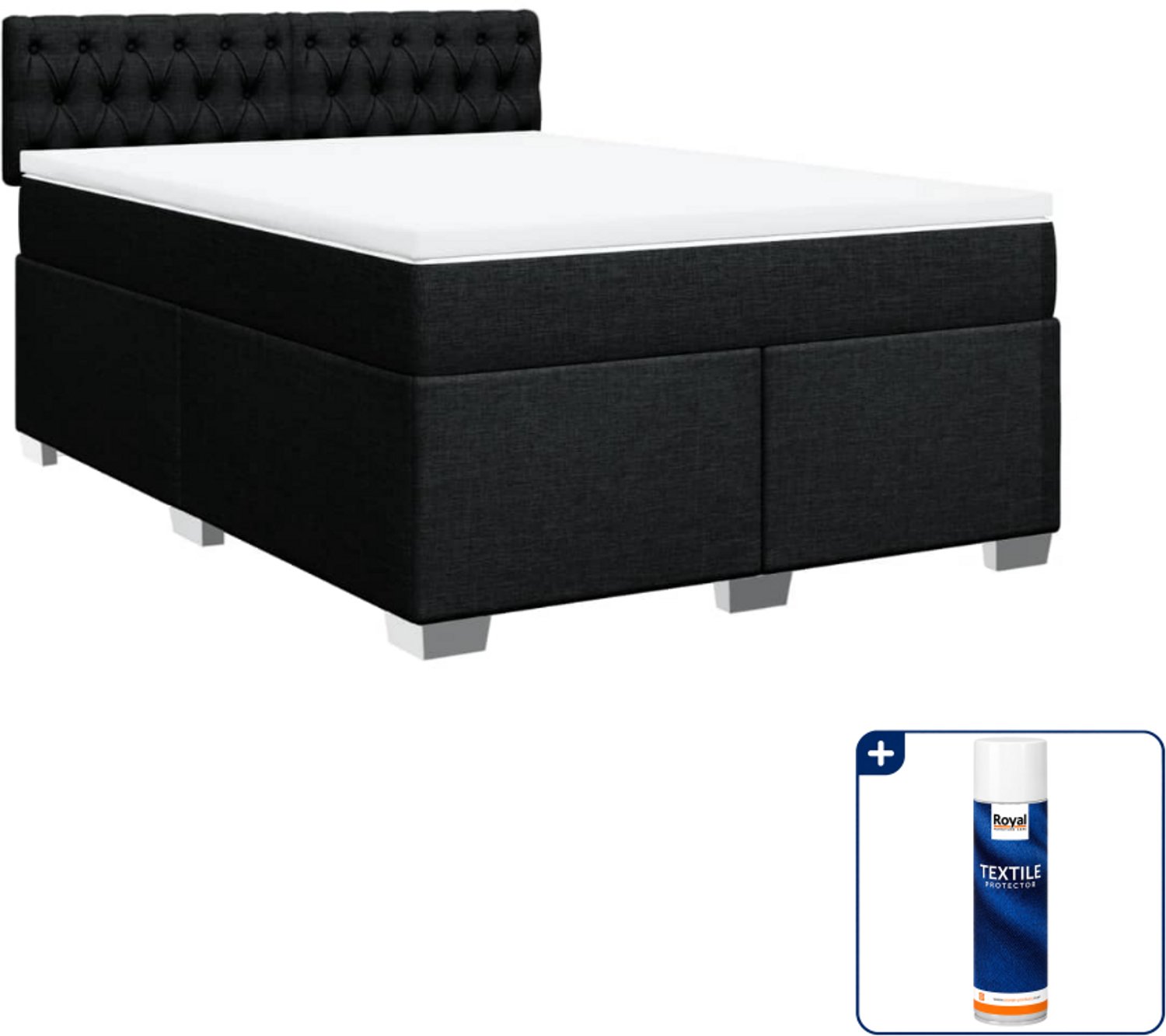 vidaXL boxspring Queensize - 160 x 200 cm - zwart - Inclusief textielbeschermer 500 ml