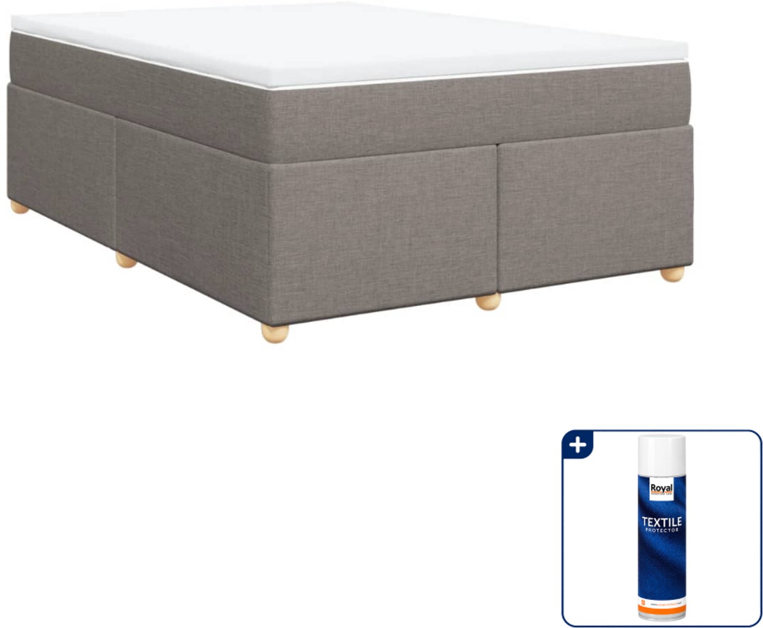 vidaXL boxspring met matras 140 x 190 cm - taupe - Inclusief textielbeschermer 500 ml