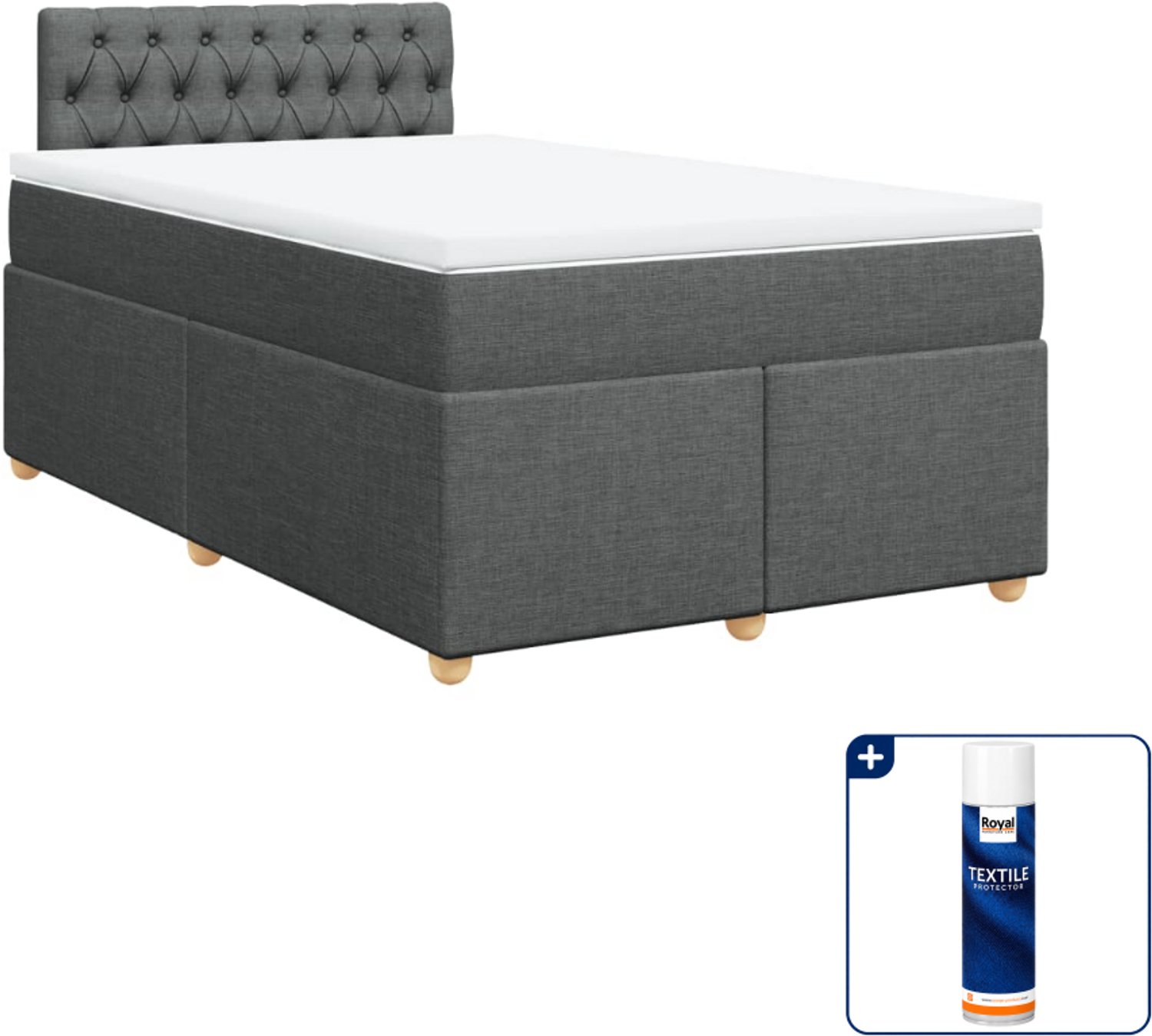 vidaXL boxspring met matras 120x190 cm - donkergrijs - Inclusief textielbeschermer 500 ml