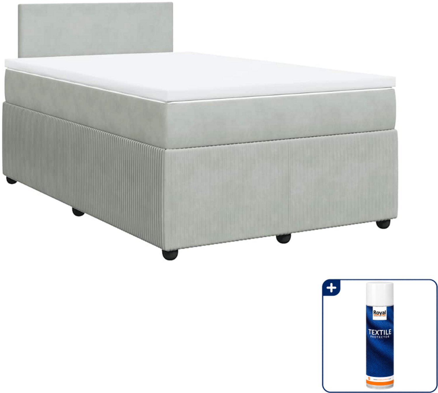vidaXL Boxspring - 120 x 190 cm - fluweel - lichtgrijs - Inclusief textielbeschermer 500 ml