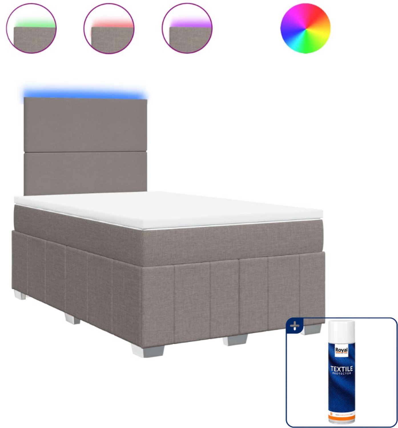 vidaXL boxspring met matras - 120 x 190 cm - stof - taupe - Inclusief textielbeschermer 500 ml