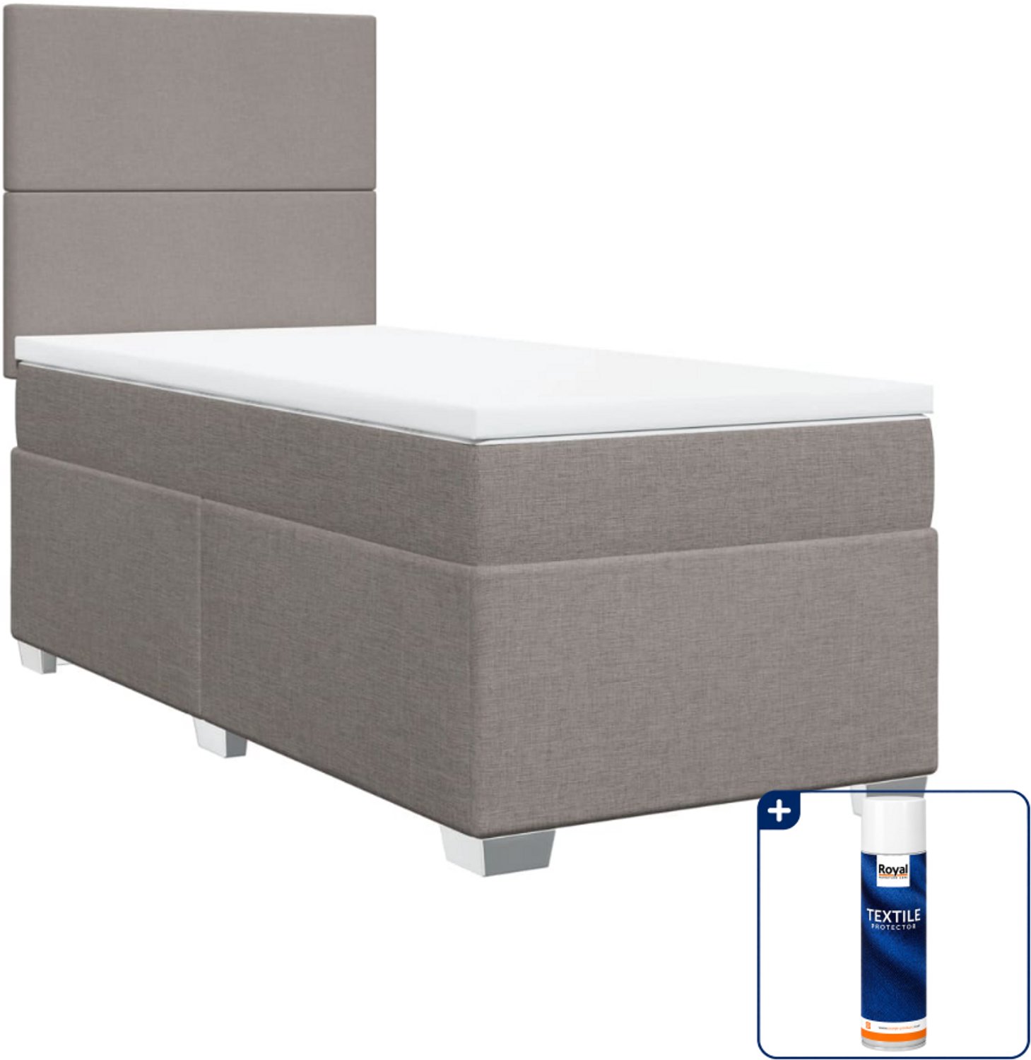 vidaXL boxspring met matras 90 x 200 cm - taupe - Inclusief textielbeschermer 500 ml