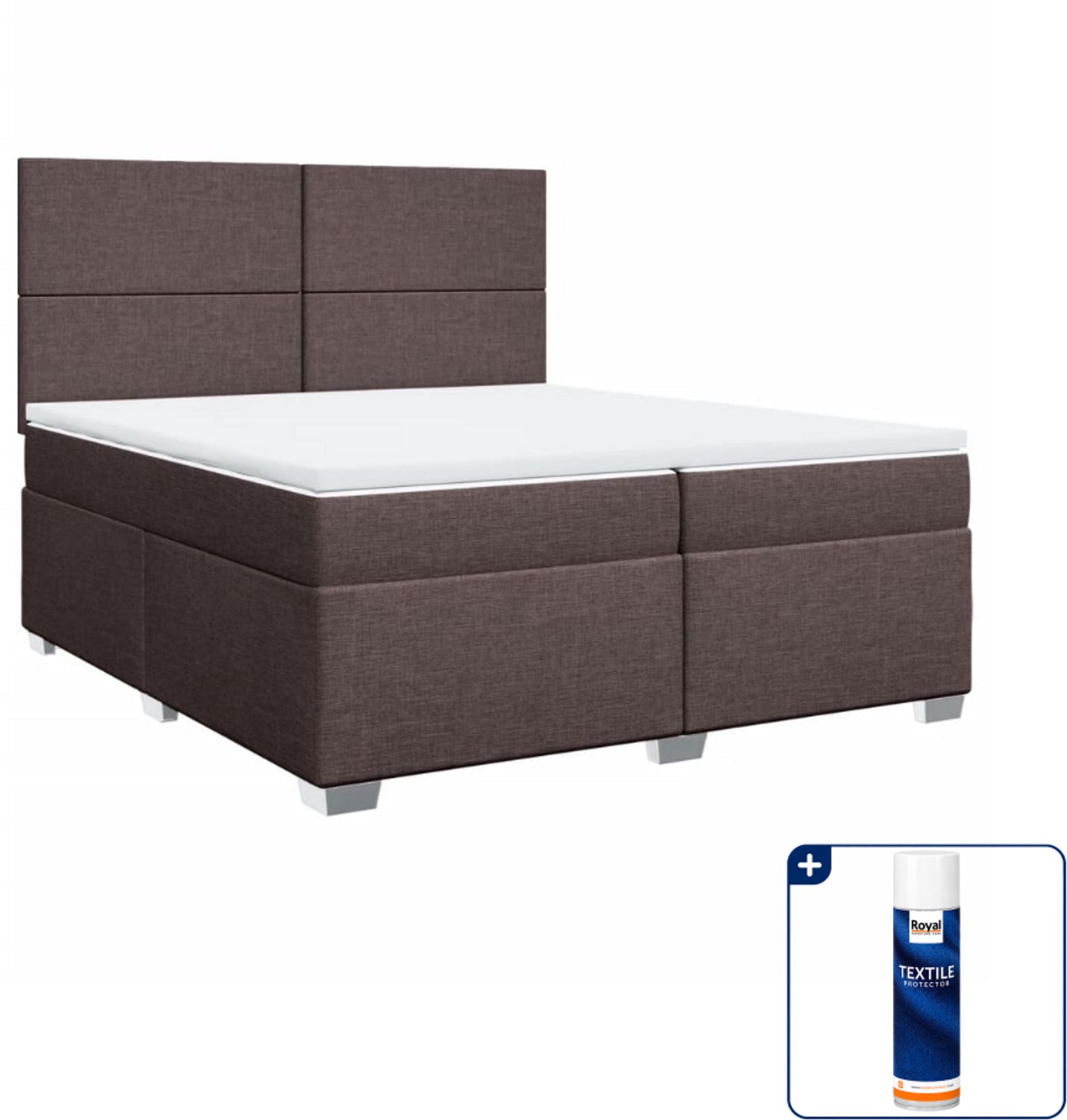 vidaXL boxspring - Super kingsize - 200 x 200 cm - donkerbruin - Inclusief textielbeschermer 500 ml