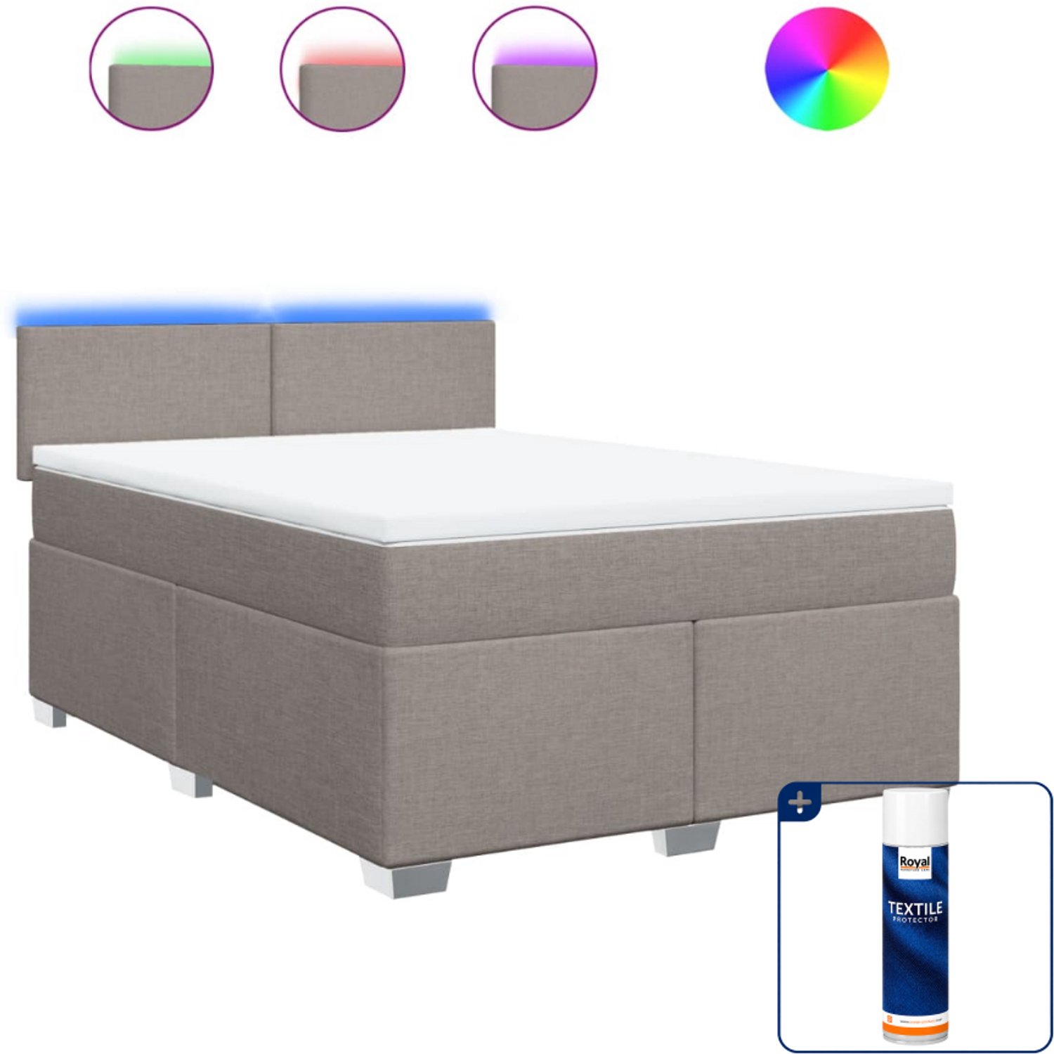 vidaXL boxspring Small double - 140 x 200 cm - stof - taupe - Inclusief textielbeschermer 500 ml