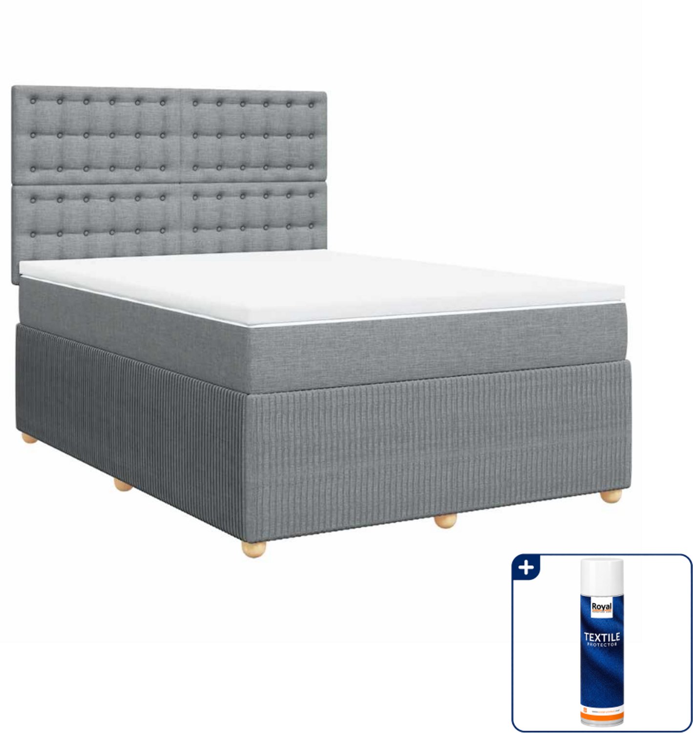vidaXL boxspring - queensize - 160 x 200 cm - lichtgrijs - Inclusief textielbeschermer 500 ml