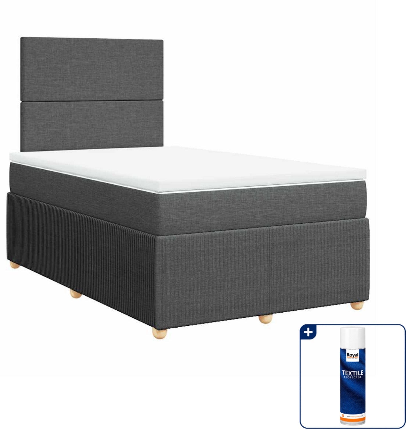 vidaXL boxspring met matras - 120 x 190 cm - donkergrijs - Inclusief textielbeschermer 500 ml