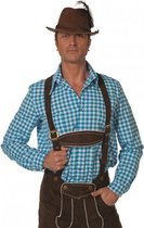 Oktoberfest - Oktoberfest blouse voor heren - blauw / wit - tiroler overhemd M