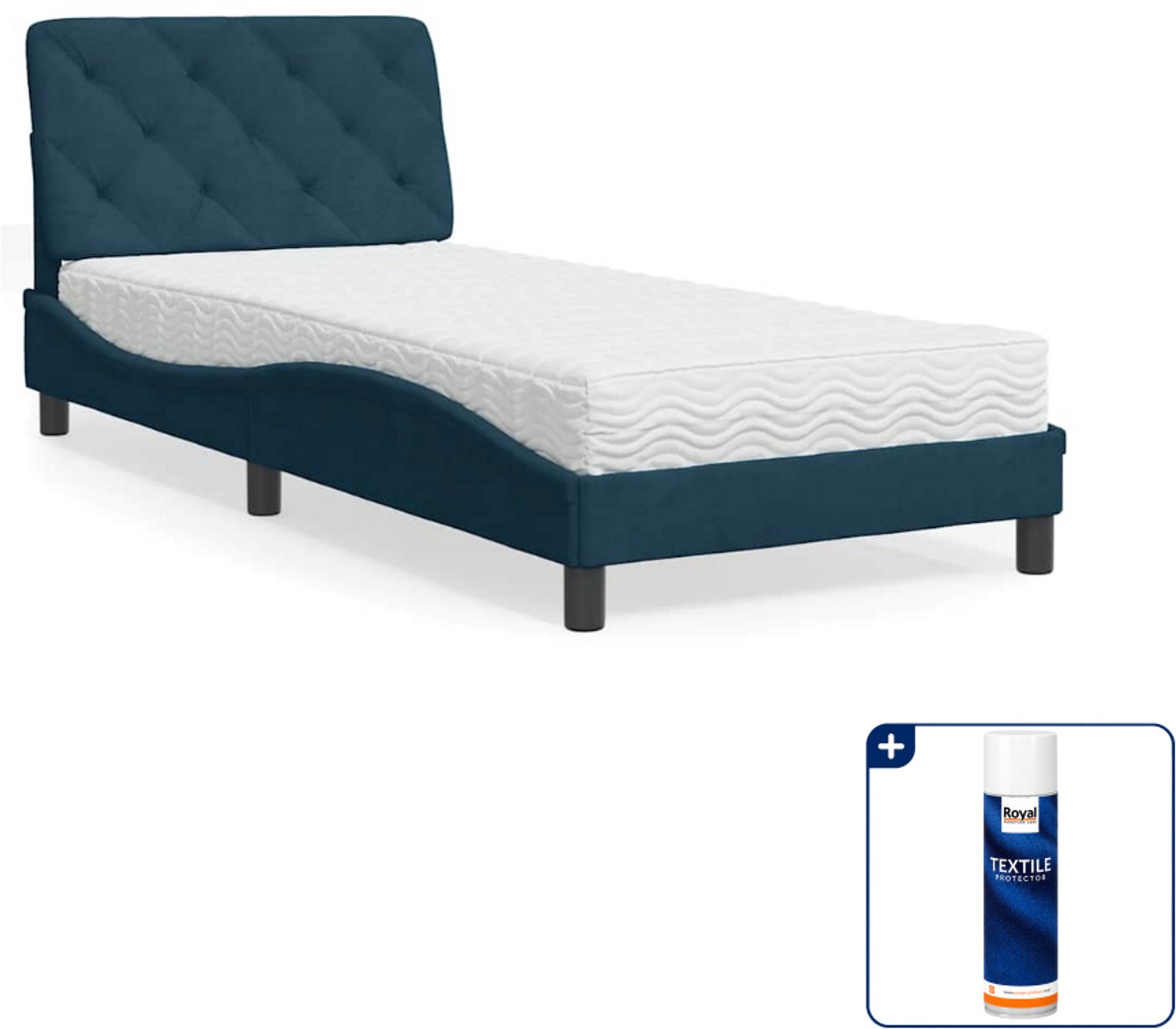 vidaXL Piran bed met matras - 80 x 200 cm - blauw - Inclusief textielbeschermer 500 ml