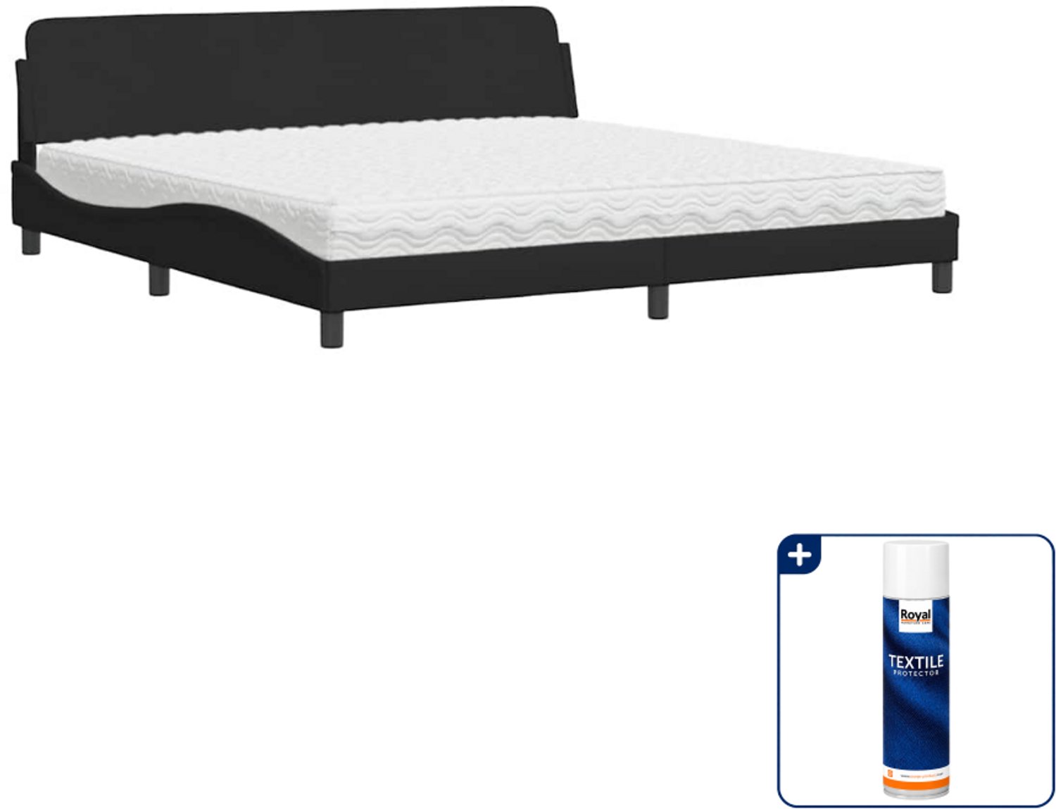 vidaXL Dover bed met matras - Super kingsize - 200x200 cm - zwart - Inclusief textielbeschermer 500 ml Grijs