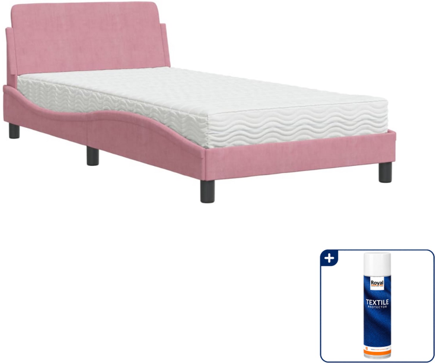 vidaXL Dover bed met matras - 100 x 200 cm - roze - Inclusief textielbeschermer 500 ml