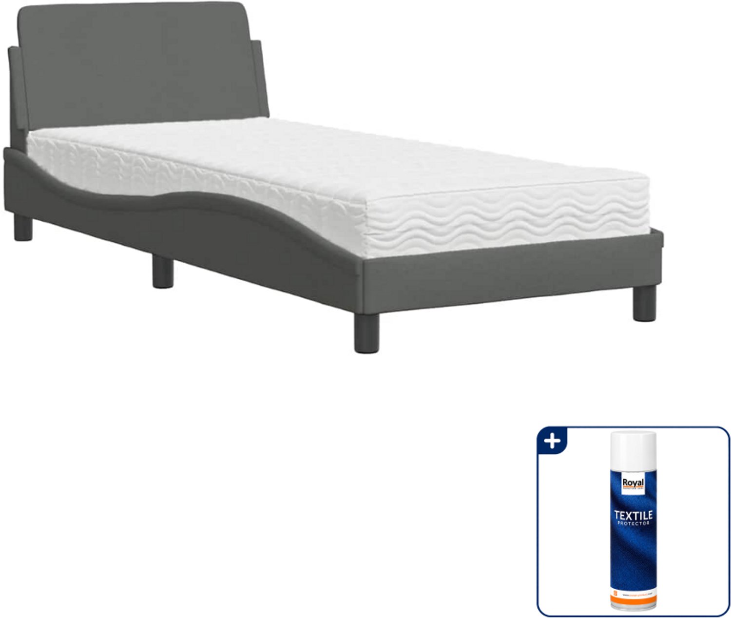 vidaXL Bed Dover met matras - 80 x 200 cm - donkergrijs - Inclusief textielbeschermer 500 ml Roze