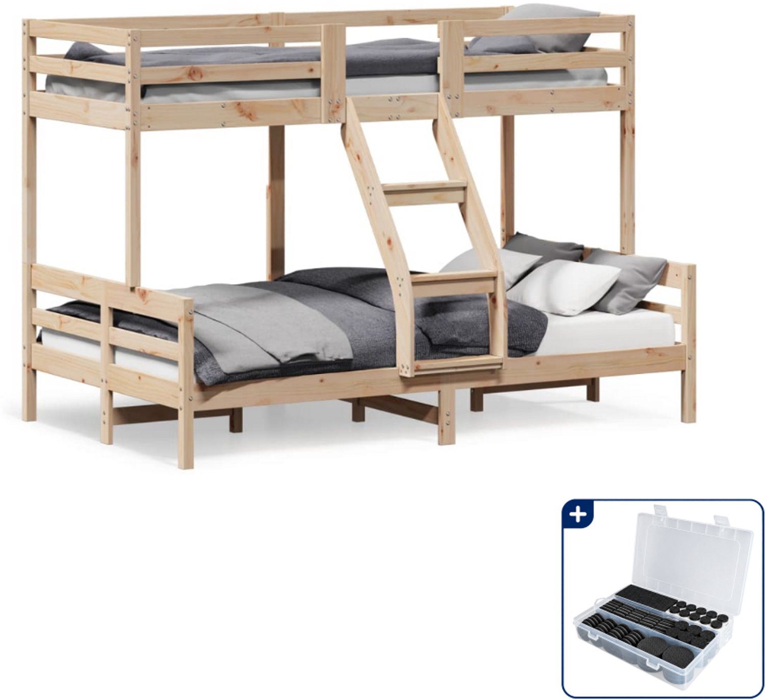 vidaXL stapelbed 80/120 x 200 cm - massief grenenhout - Inclusief antikrasvilt 177-delig Bruin