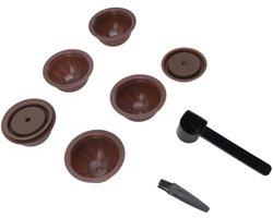 Herbruikbare koffiecapsuleset - 5 capsules - 2 deksels