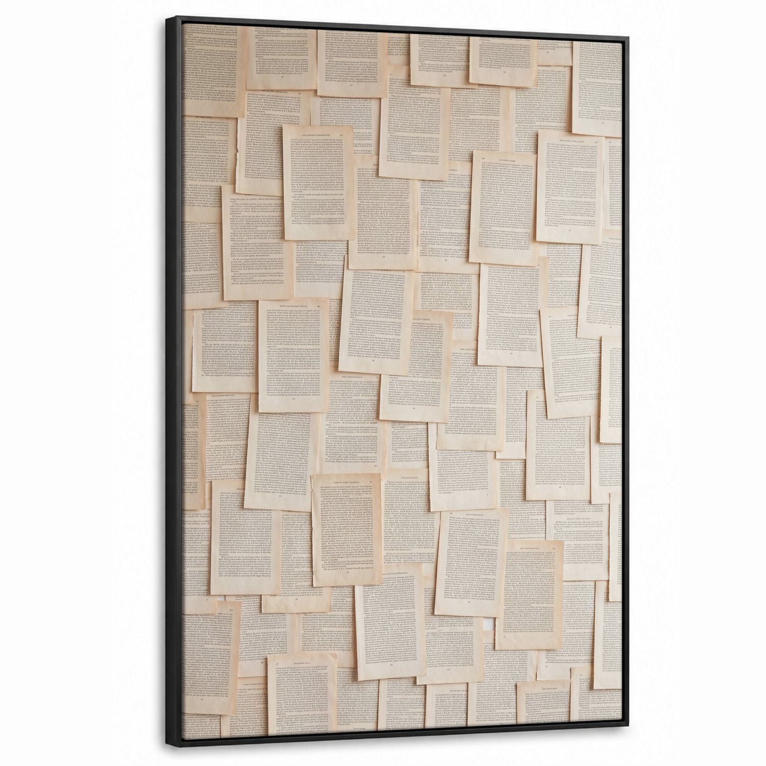 Canvas Schilderij met Baklijst XXL Canvas Schilderij met Baklijst 100x150cm - Boekpagina - Collage - Literatuur - Vintage - Beige - Muurdecoratie woonkamer - Slaapkamer decoratie - Kamer accessoires - Schilderijen op canvas met lijst groot