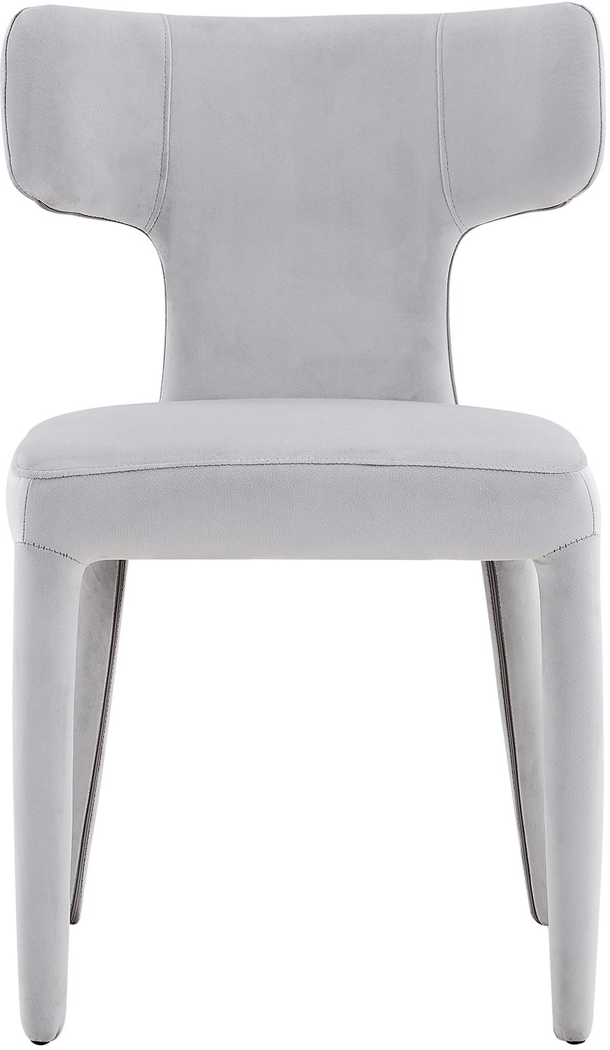 MUVANO Lichtgrijze stoffen eetkamerstoelen set van 2 - T-vormige rugleuning - Gevoerde zitting - Metalen vierpootonderstel - Zithoogte 49 cm - Keuken en eetkamer Lichtgrijs
